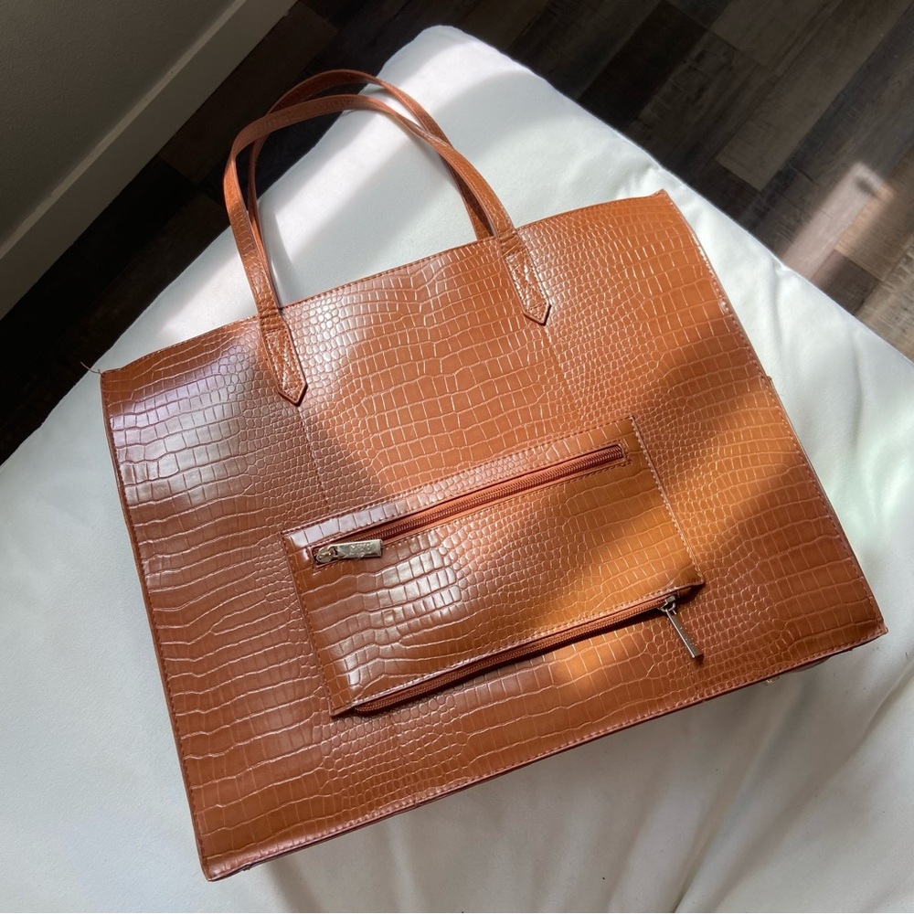 BEIS The Large Work Tote in Cognac Croc